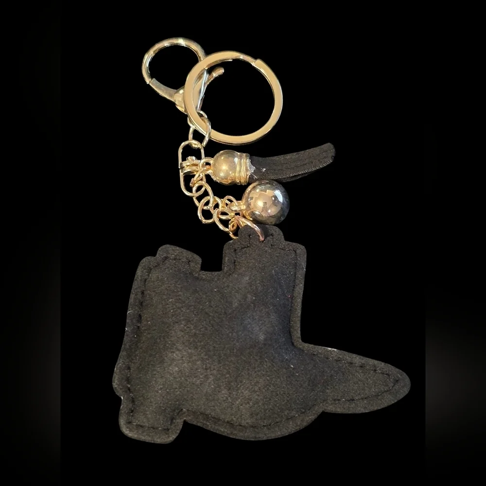 Rhinestone Cowboy Boots Bag Charm / Keychain with Tassel